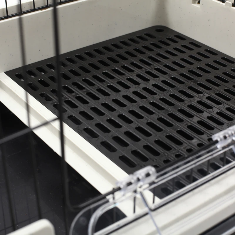 PawHut Kleintierkäfig mit Räder, 2 Türen, Plattform, Bodenfach, Metall, Schwarz, 81,2 x 52,7 x 66 cm