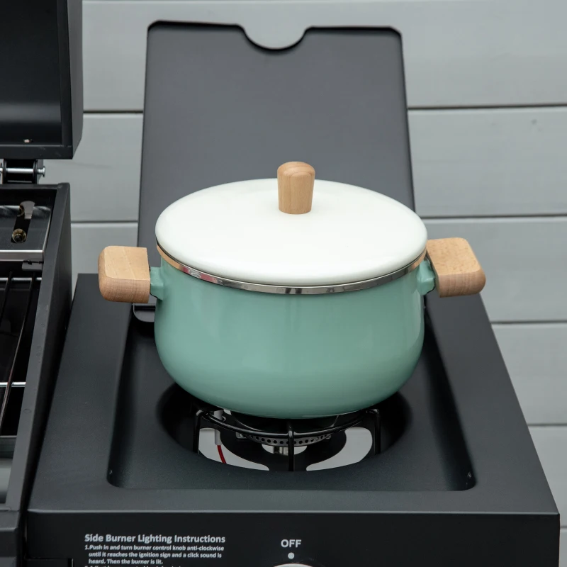 Outsunny 4+1 Gas BBQ Grill met 4 Branders en 1 Zijbrander Koolstofstaal Zwart 132 x 55 x 109 cm