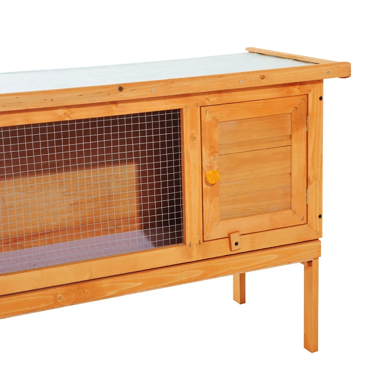 PawHut Konijnenhok konijnenkooi haas kleine dierenhok konijnenstal hout 90 x 45 x 65 cm(m-8)