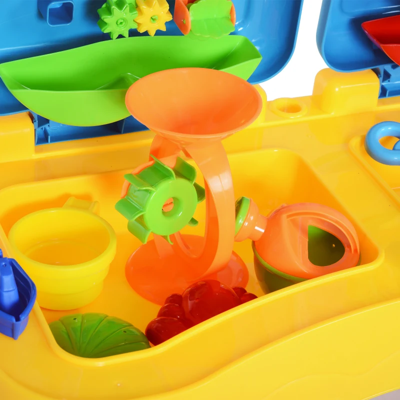 HOMCOM Kinderen zandspeelgoed zandbaktafel met 31 stuks. Accessoires speeltafel 3 jaar PP