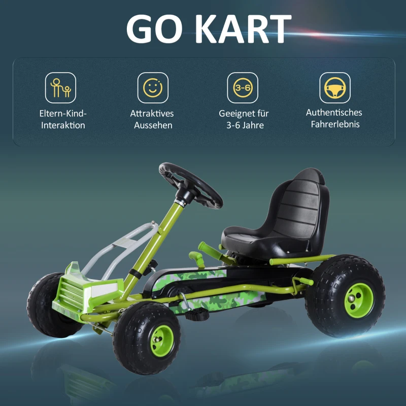 HOMCOM® SAMOCHÓD NA PEDAŁY GOKART DLA DZIECI OD 3 LAT zielony