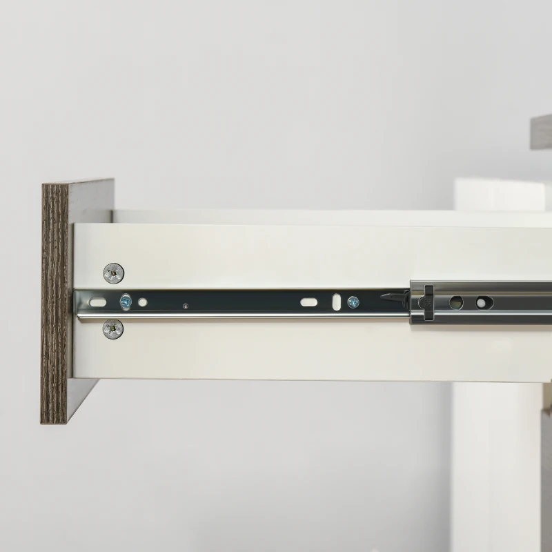 HOMCOM Bureau d'angle Bureau Informatique table de salle à manger multimédia Multi-Rangement modulable 2 Portes 3 tiroirs MDF Blanc Aspect Bois Brun foncé