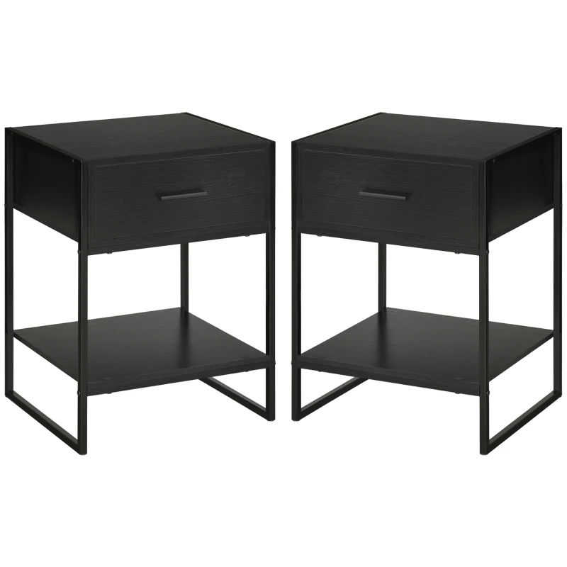 Homcom Noptiere Moderne (set 2 buc) cu sertar si raft