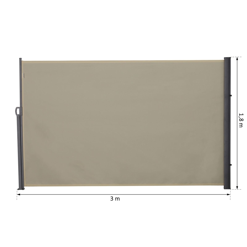 Outsunny Seitenmarkise, Sicht- und Sonnenschutz, Seitenrollo, Polyester, Beige, 3 x 1,8 m