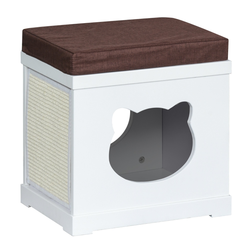 Domek dla kota Stołek Taboret 2 w 1 Jaskinia dla kota Domek dla kotów MDF biały