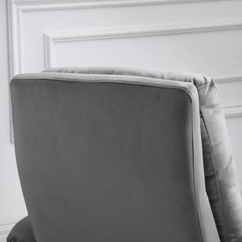 HOMCOM Manual Recliner Armchair, Velvet-Touch Polyester Fabric Upholstered Rocking Chair w/ Footrest, Armrest