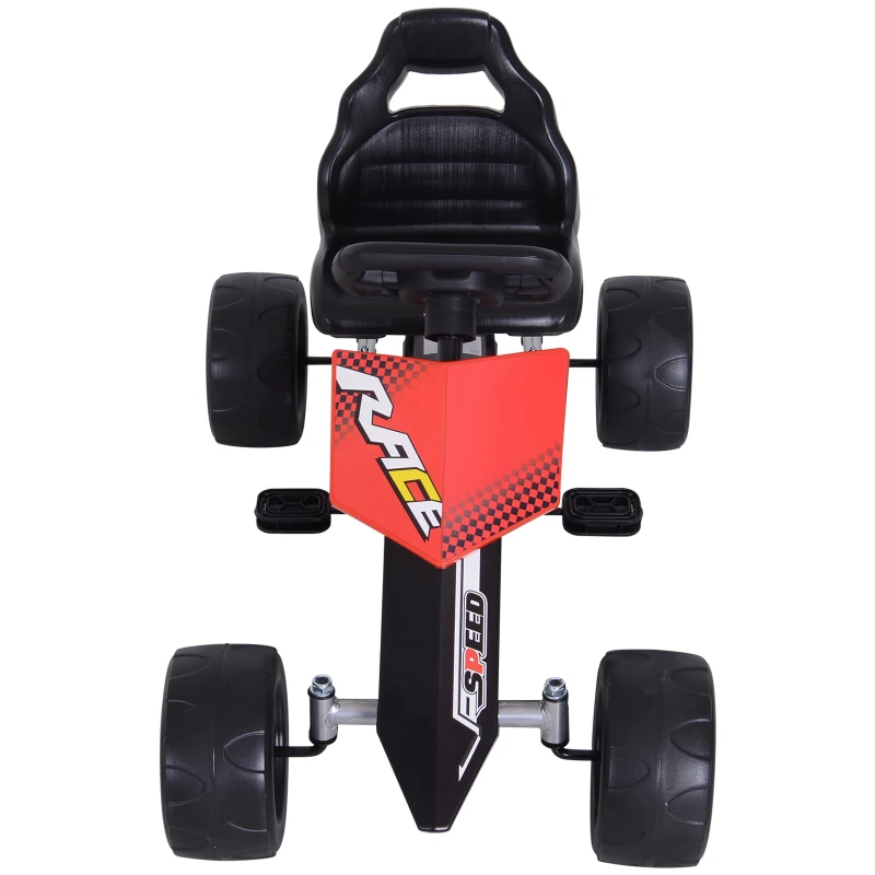 HOMCOM® GOKART DLA DZIECI SAMOCHÓD NA PEDAŁY 4 KÓŁKA METAL + TWORZYWO czerwony DLA DZIECI W WIEKU 3–8 LAT