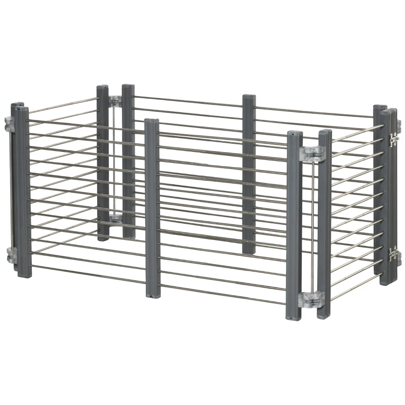 PawHut Dog Pen Adjustable Puppy Playpen Foldable Fence Indoor Outdoor Run Enclosure for Small Dogs with Gate Locks 64.5 cm High, Grey