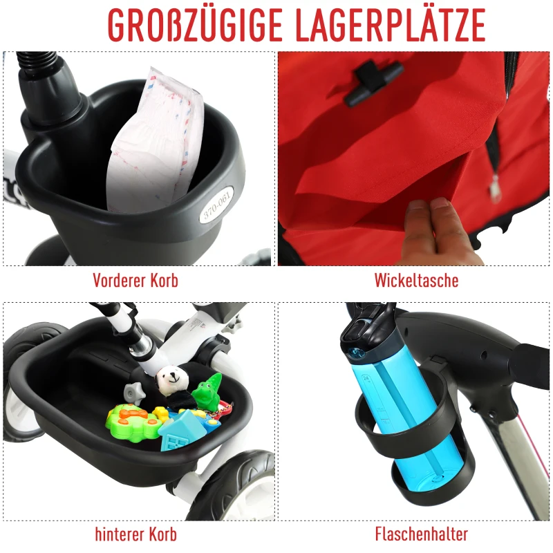 Dziecięcy rowerek trójkołowy 4 w 1 rower trójkołowy dla dzieci aluminium metal czerwony