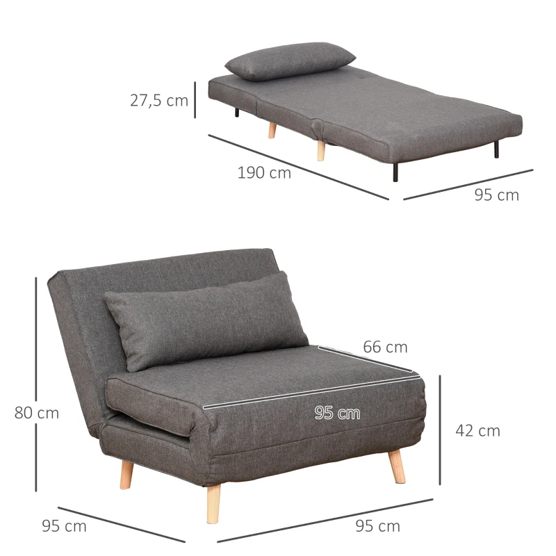 Sofa jednoosobowa, rozkładana sofa, rozkładany fotel, regulowane oparcie, skandynawski styl