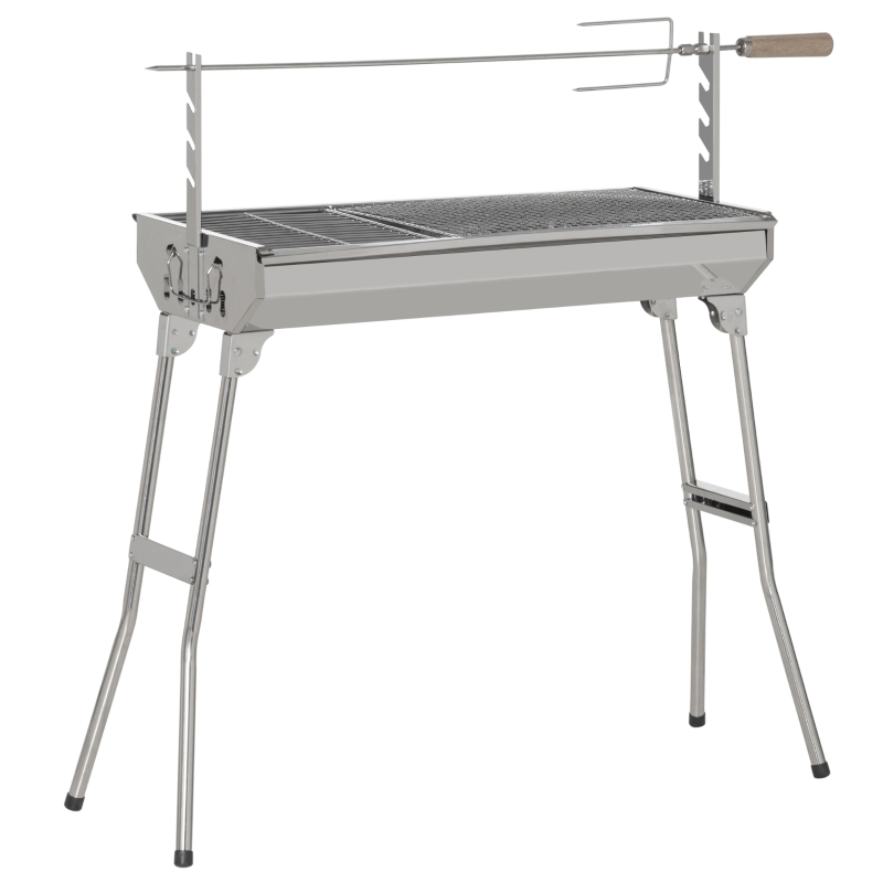 Uten Folding Charcoal BBQ Grill – Stainless Steel – Large Portable Camping Grill – 28.7 X 13 X 26.8 Inches
