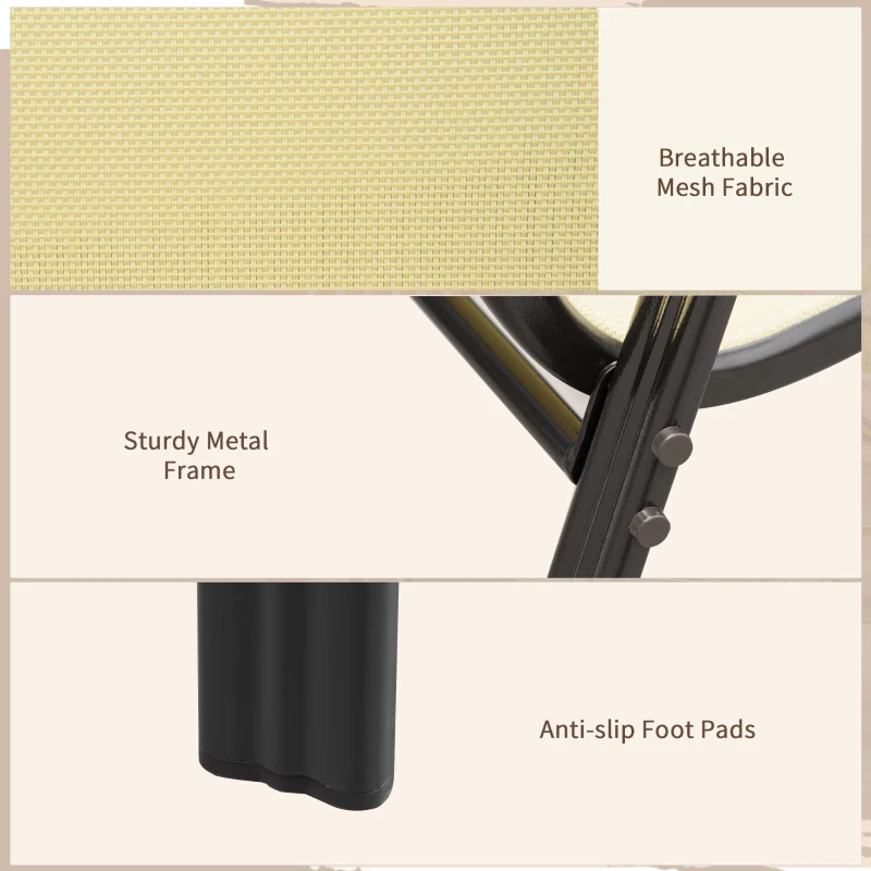 Outsunny 4-Piece Garden Chairs Set - Stackable Outdoor Chairs with High Backrest and Armrests, Breathable Mesh Fabric Dining Chair Set of 4, Beige