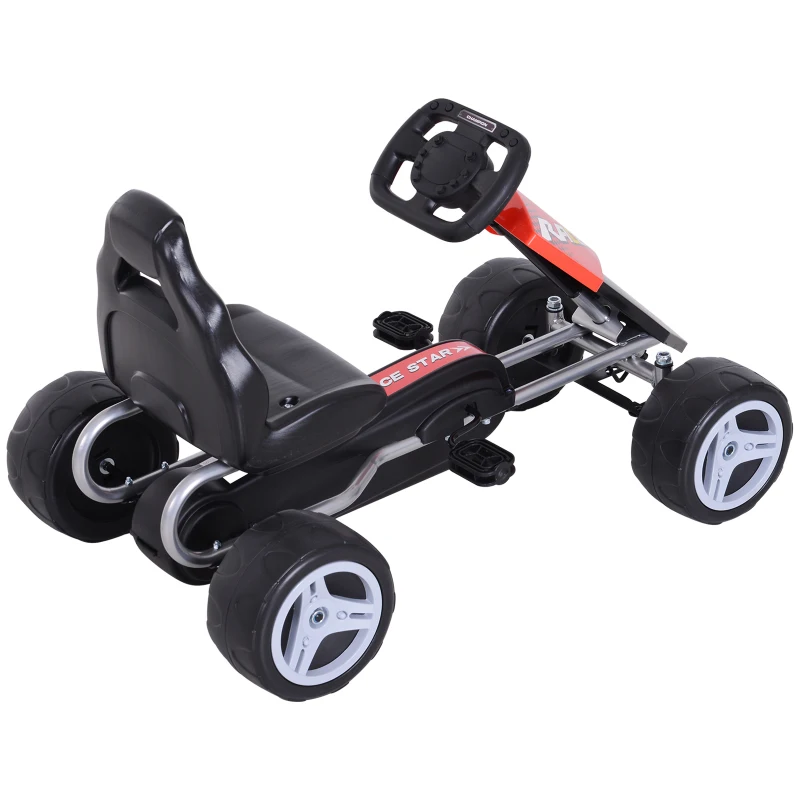 HOMCOM® GOKART DLA DZIECI SAMOCHÓD NA PEDAŁY 4 KÓŁKA METAL + TWORZYWO czerwony DLA DZIECI W WIEKU 3–8 LAT