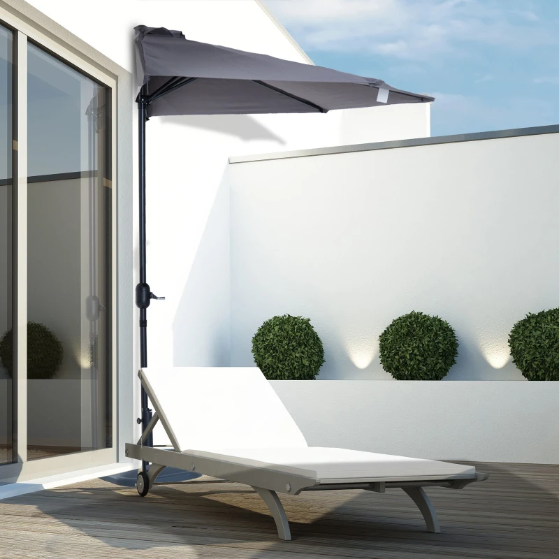 Outsunny PARASOL OGRODOWY ALUMINIOWY Z KORBKĄ półkolisty