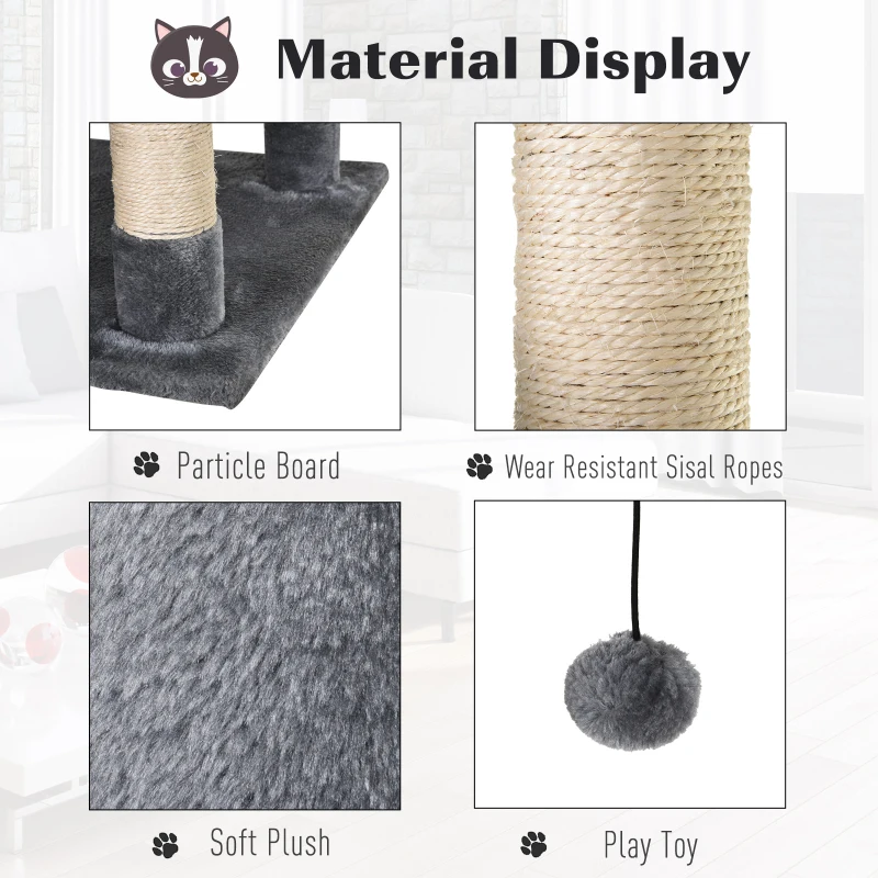 PawHut 145cm Cat Tree Multi-tier Activity Center Scratcher Pet Condo House Tower Hammock & Toys, Grey