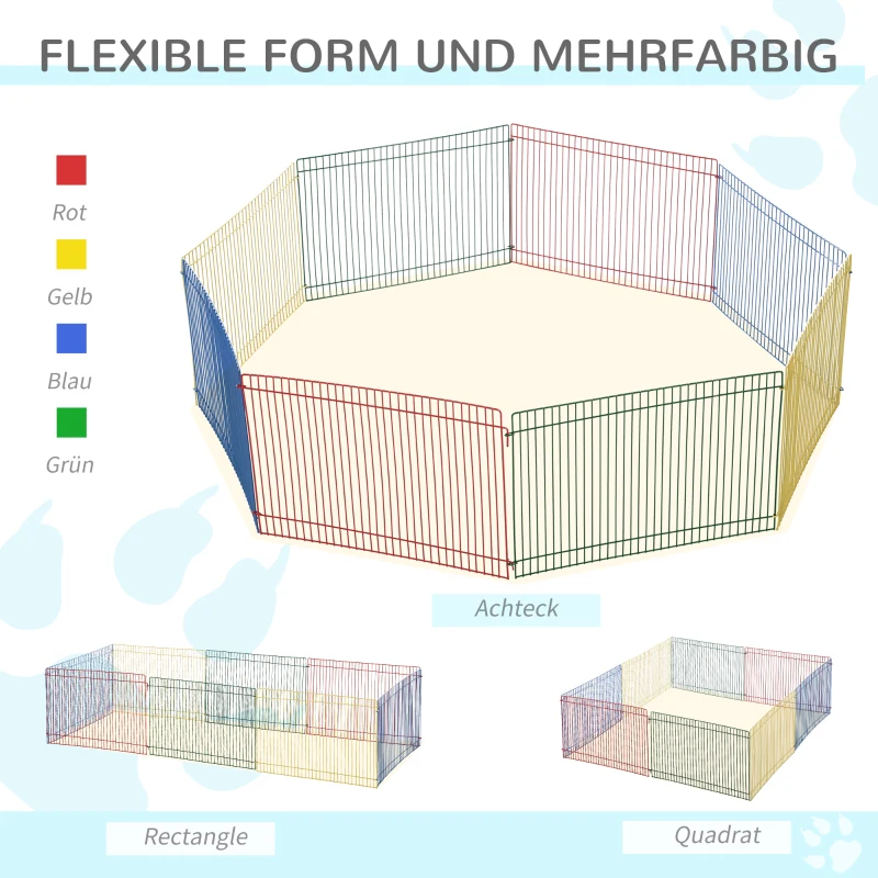 PawHut wybieg dla małych zwierząt 8-elementowy kojec metalowy 69 x 69 x 23 cm