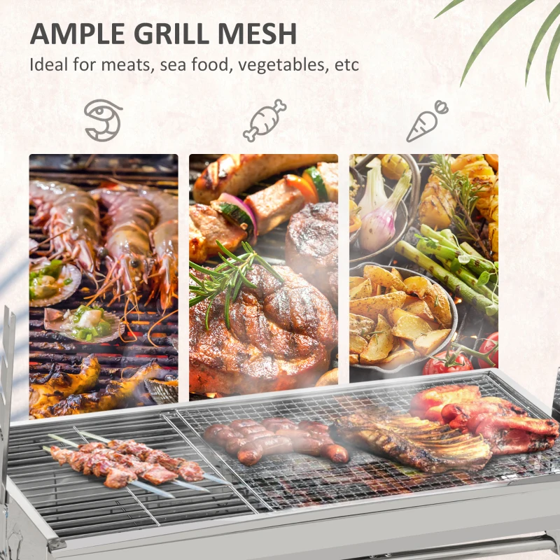 Outsunny Outdoor Portable Charcoal BBQ Rotisserie Grill Roaster with Foldable Legs