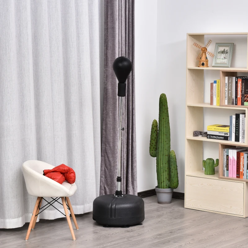 Zestaw do boksu HOMCOM Standbox wysokość regulowana 136-154 cm z parą rękawic, nadaje się dla profesjonalistów i początkujących, Czarny