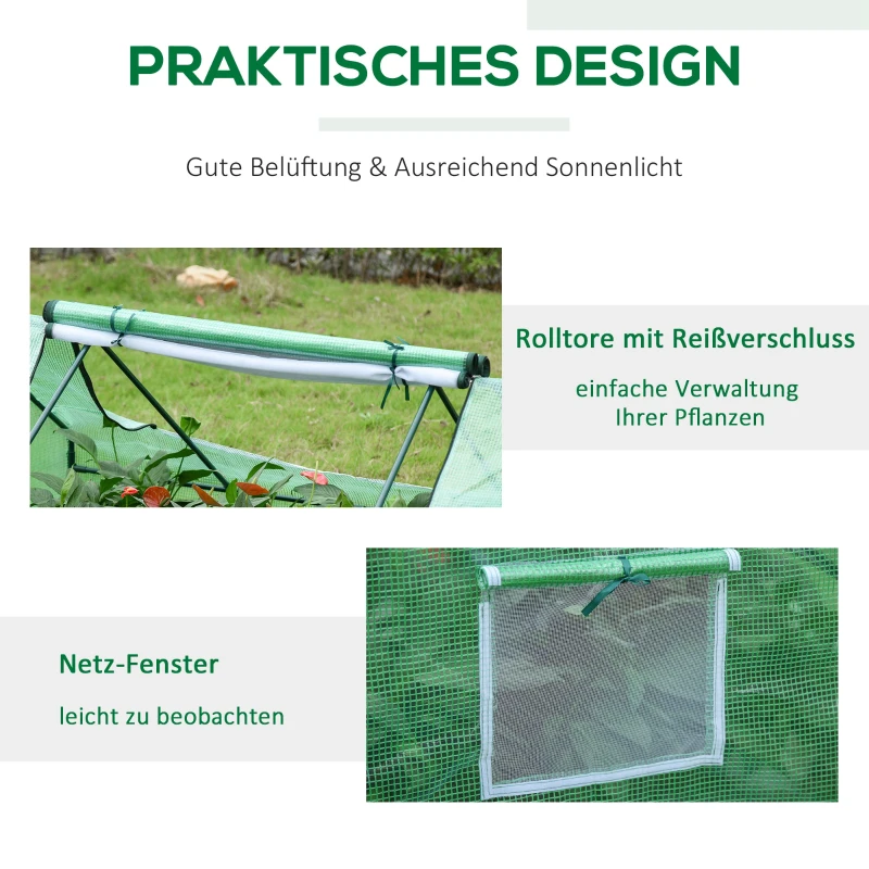 Szklarnia cieplarnia z 2 drzwiczkami, uprawa roślin, ochrona UV, stal PE Outsunny