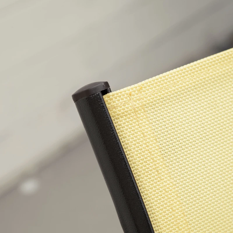 Outsunny 4-Piece Garden Chairs Set - Stackable Outdoor Chairs with High Backrest and Armrests, Breathable Mesh Fabric Dining Chair Set of 4, Beige