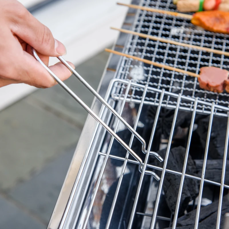 Outsunny Outdoor Portable Charcoal BBQ Rotisserie Grill Roaster with Foldable Legs