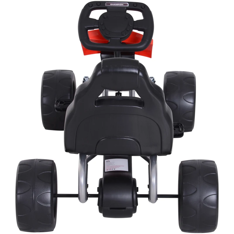HOMCOM® GOKART DLA DZIECI SAMOCHÓD NA PEDAŁY 4 KÓŁKA METAL + TWORZYWO czerwony DLA DZIECI W WIEKU 3–8 LAT
