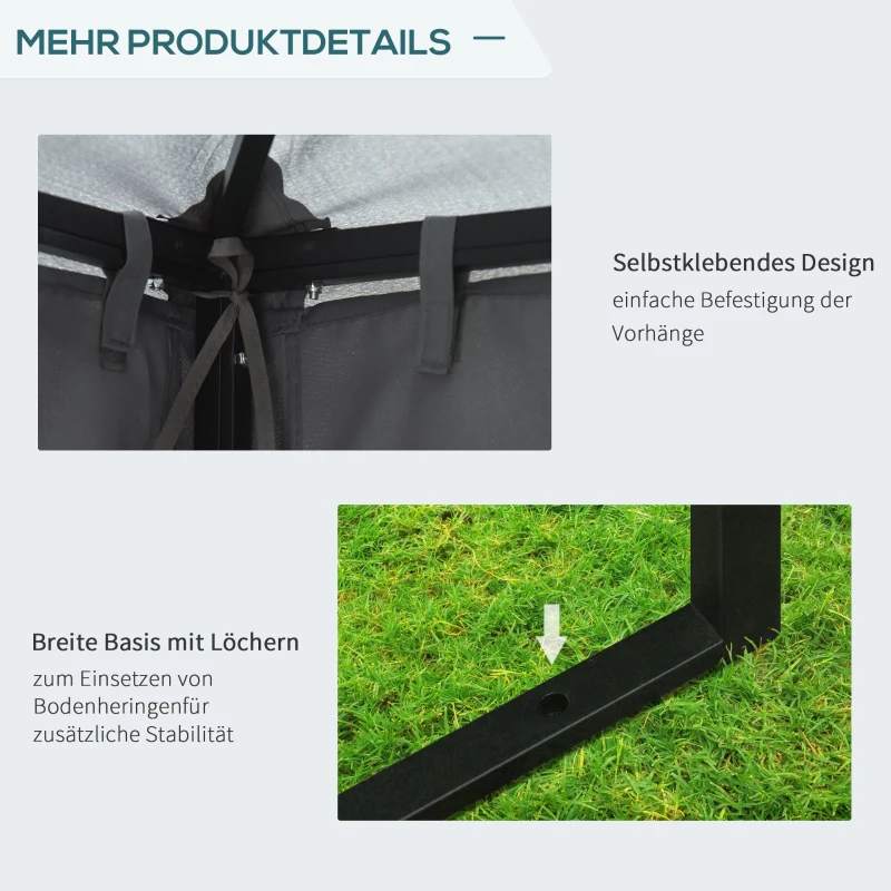 Outsunny altana ogrodowa ok. 3 x 3 m 4 x panele boczne podwójny dach szary