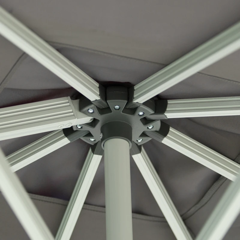 Outsunny 3m Cantilever Aluminium Frame 360 Rotation Hanging Parasol w/ Cross Base Grey