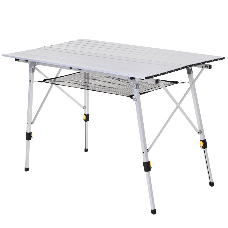 Outsunny Aluminium Portable Outdoor BBQ Picnic Table w/ Mesh Tier ...