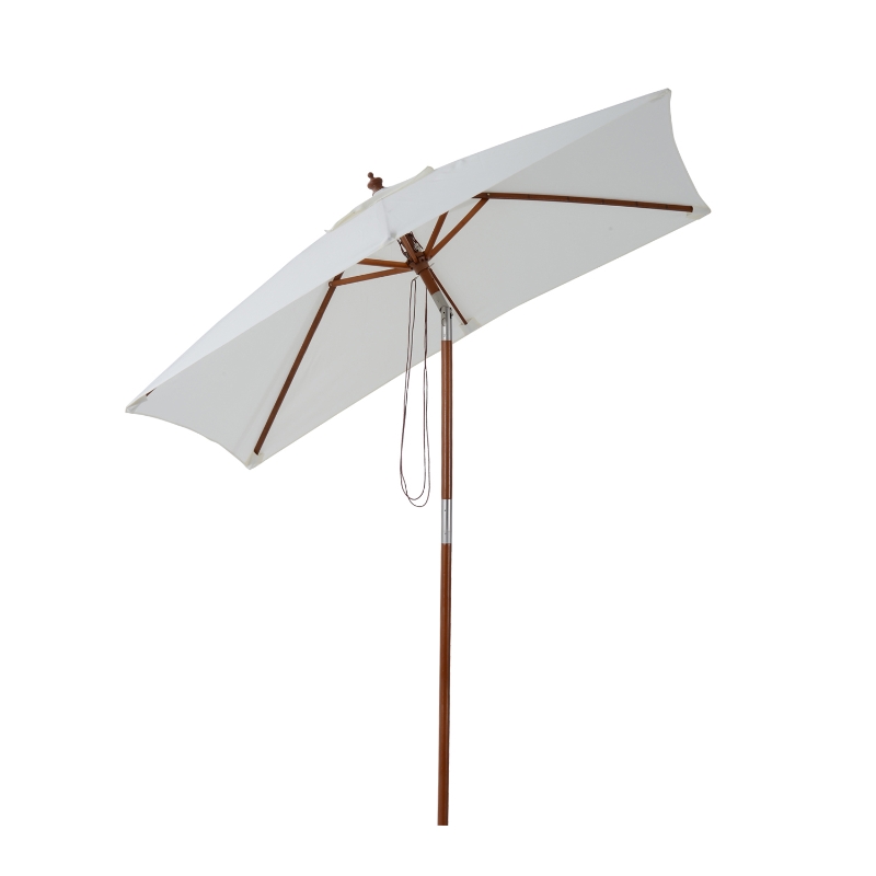Outsunny Sonnenschirm 3-stufige Neigung Holz Cremeweiß 200 x 150 x 230 cm
