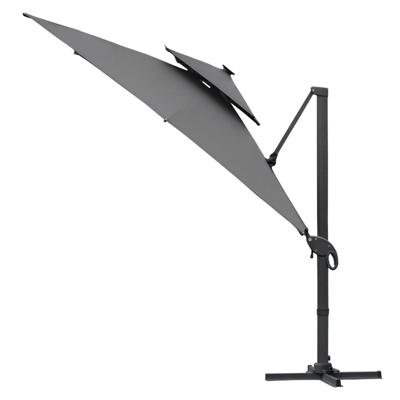 Outsunny 3 x 3(m) Aluminum Sun Square Canopy Top w/ Adjustable Pole Angle Dark Grey