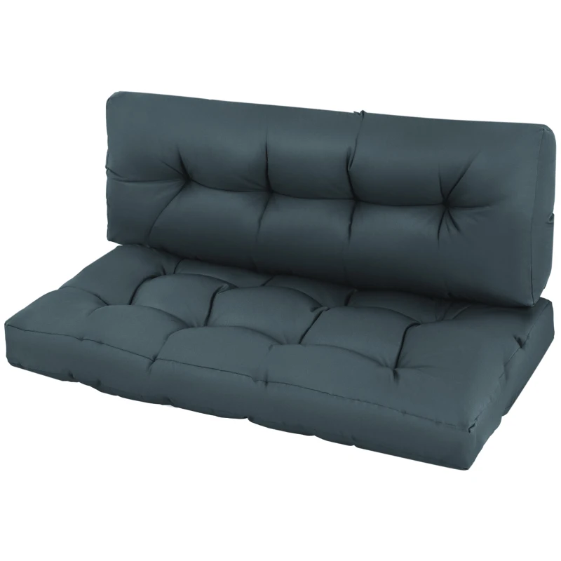 Outsunny 2Pcs Garden Tufted Pallet Cushion Seat Pad Back Cushion Patio for Indoor Outdoor Use, Dark Grey