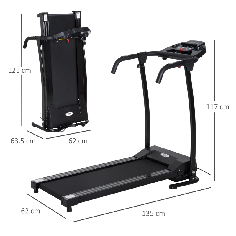 HOMCOM 1-10Km/h Folding Treadmill Machine Electric Motorised Running Machine Home Fitness Gym Indoor Use