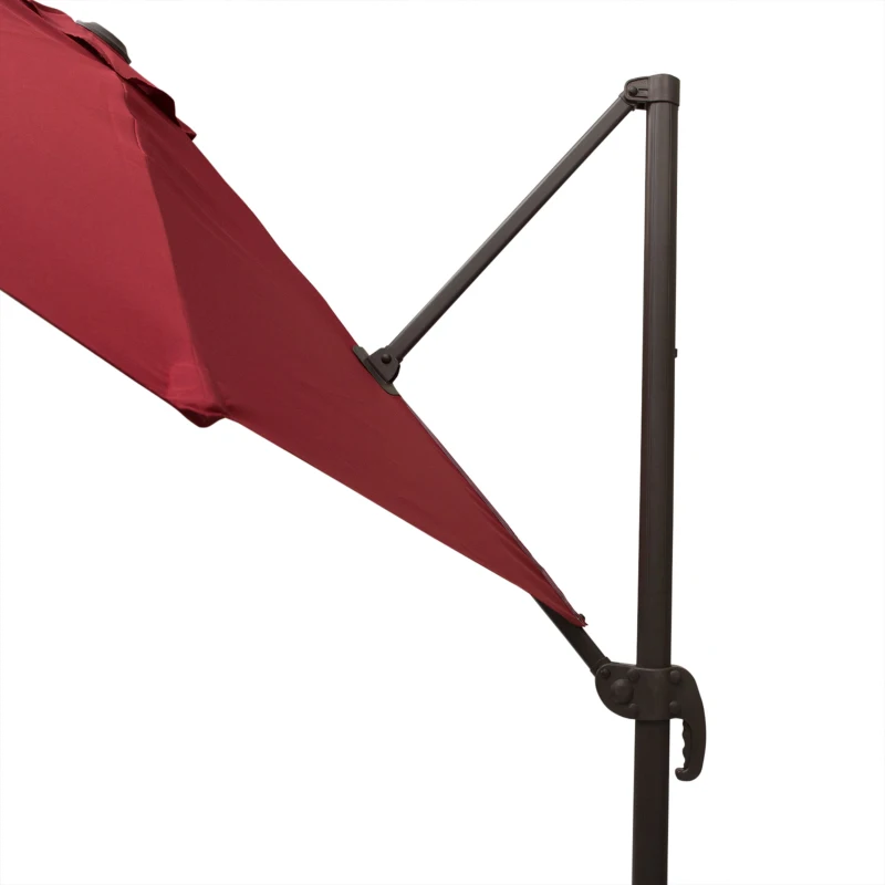 Outsunny 3m Cantilever Aluminium Frame Outdoor Garden Parasol Wine Red