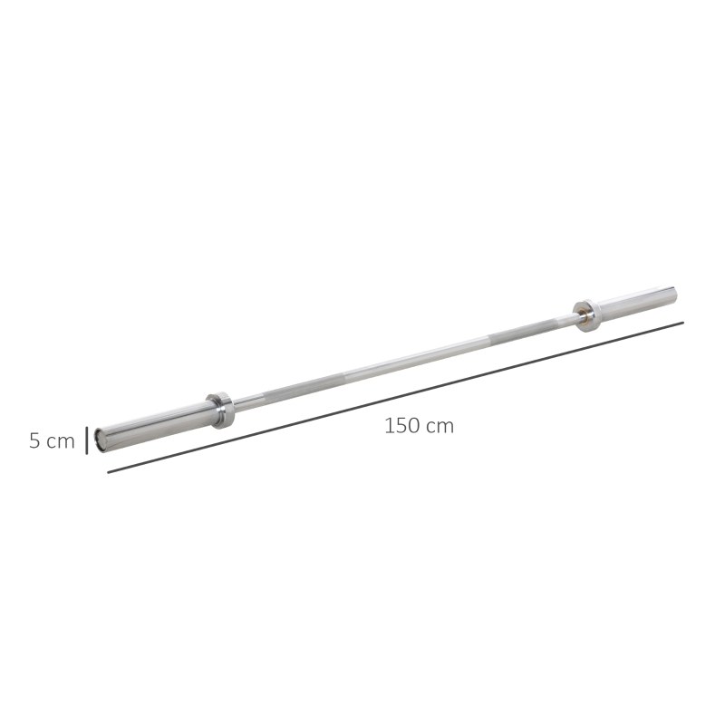 HOMCOM 5cm Weight Lifting Barbell Bar with Anti-slip Hand Grip, Spring Collars, Solid Steel, Olympic Bar for Home Fitness Exercise Gym Equipment
