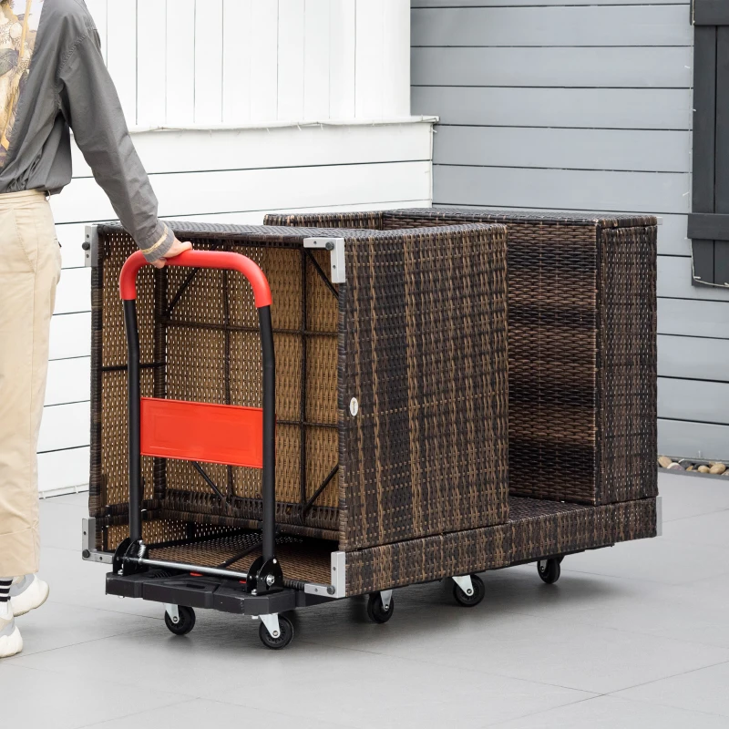 DURHAND Transportwagen Plattformwagen klappbar auf Rädern Klappbare Sackkarre und einfacher Transport mit umklappbaren Armlehnen Ladefläche 58cm x 50cm Tragkraft 150KG Schwarz+Rot