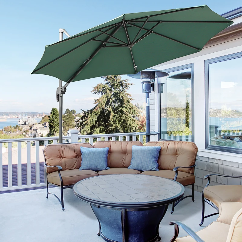 Outsunny Umbrella Parasol W/360° Rotation Φ294x248H cm-Green