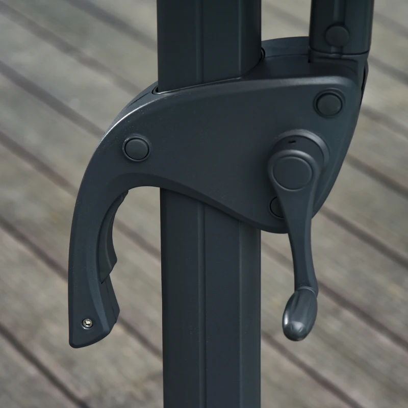 Outsunny 3(m) LED Cantilever Parasol Garden Sun Umbrella w/ Base and Solar Lights Beige