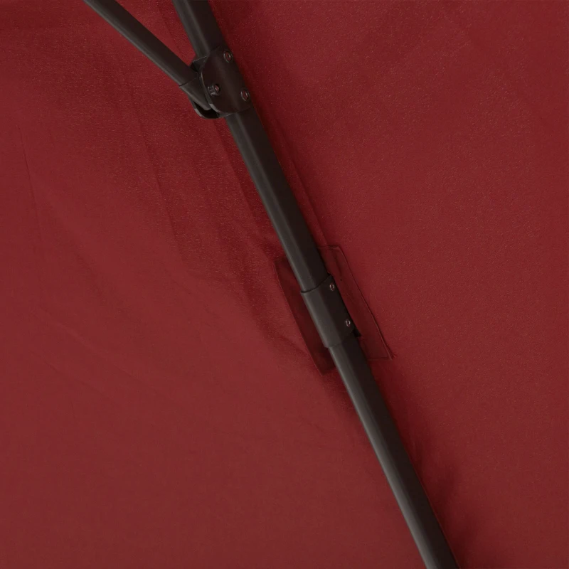 Outsunny 3m Cantilever Aluminium Frame Outdoor Garden Parasol Wine Red