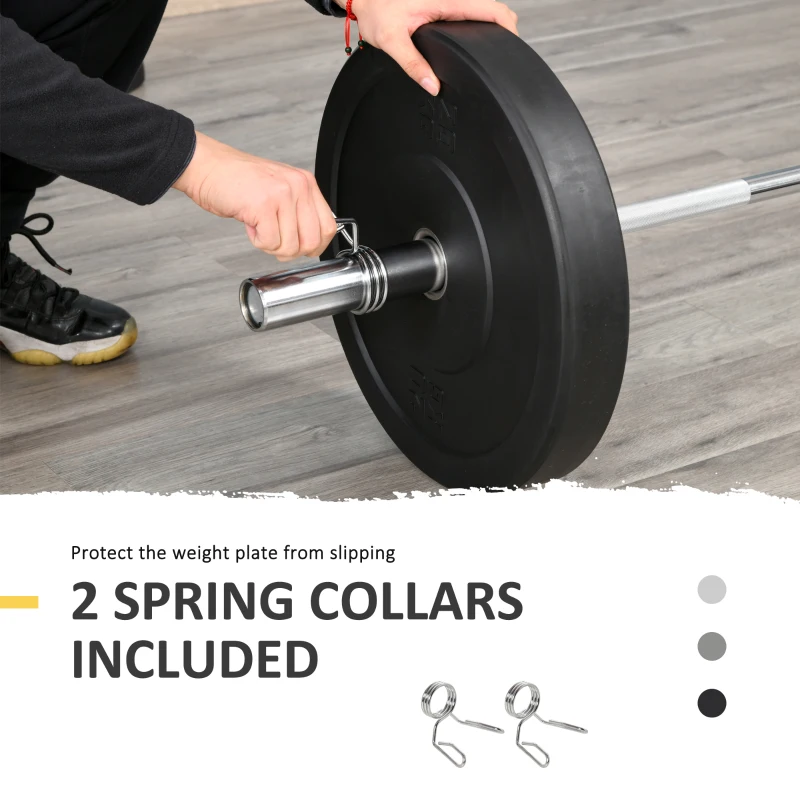 HOMCOM 5cm Weight Lifting Barbell Bar with Anti-slip Hand Grip, Spring Collars, Solid Steel, Olympic Bar for Home Fitness Exercise Gym Equipment