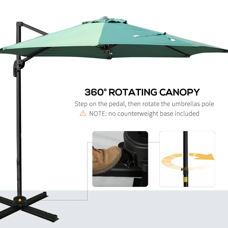 Outsunny Umbrella Parasol W/360° Rotation Φ294x248H cm-Green
