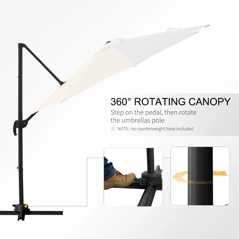 Outsunny Umbrella Parasol W/360° Rotation Φ294x248H cm-Cream White
