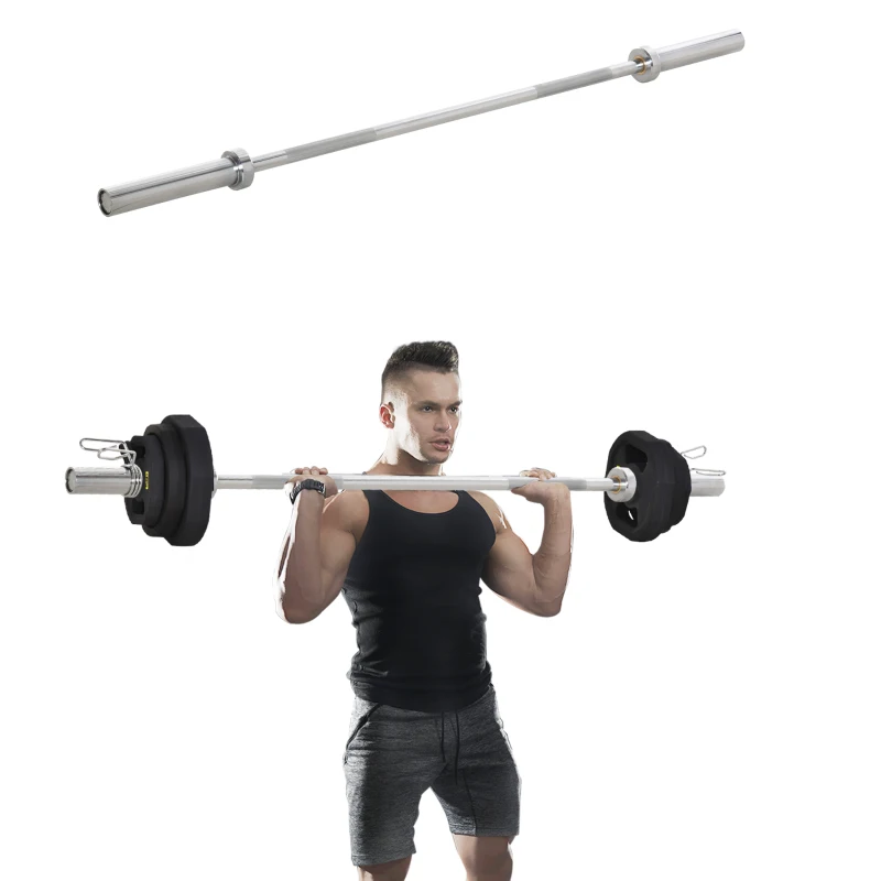 HOMCOM 5cm Weight Lifting Barbell Bar with Anti-slip Hand Grip, Spring Collars, Solid Steel, Olympic Bar for Home Fitness Exercise Gym Equipment
