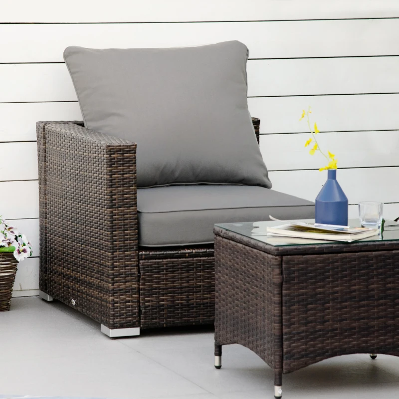 Outsunny Outdoor Seat and Back Cushion Set Patio Deep Seating Chair Replacement Cushion