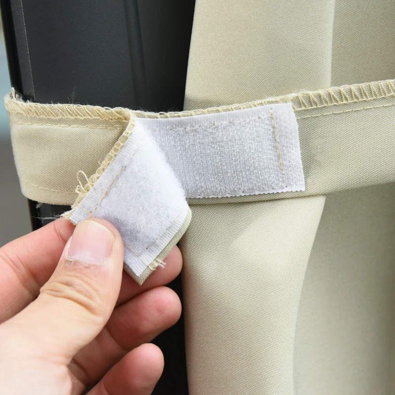 Outsunny 3(m) LED Cantilever Parasol Garden Sun Umbrella w/ Base and Solar Lights Beige