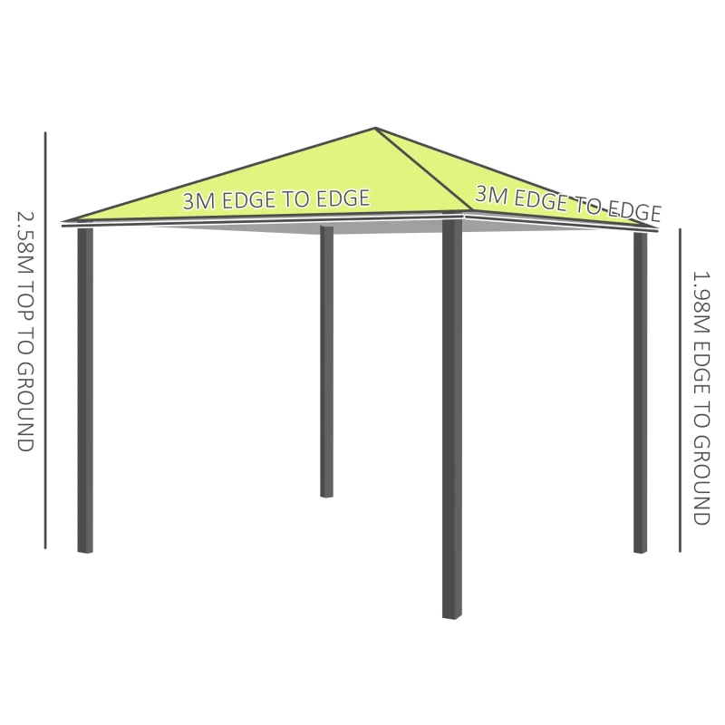 Outsunny 3m x3m Garden Metal Gazebo Marquee Patio Tent Canopy Shelter W/ Sidewalls-Lemon Green