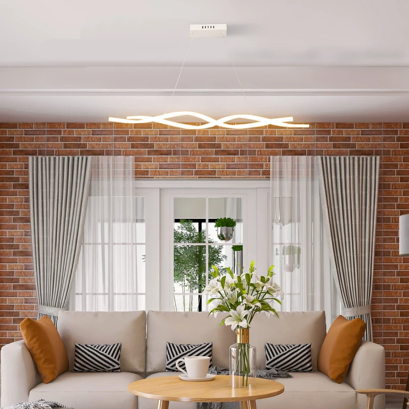 HOMCOM Lámpara Colgante Moderna con LED IP20 38W 3700lm y Cuerdas Ajustables Lámpara de Suspensión de Aluminio para Salón Comedor Dormitorio 90x9x9 cm Blanco