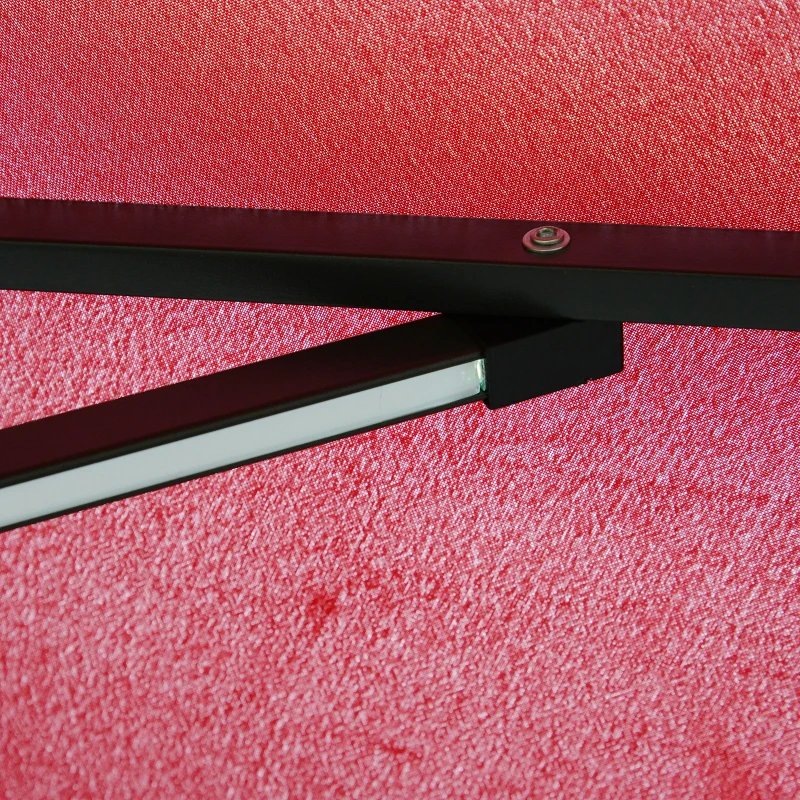 Outsunny Umbrella Parasol W/Solar Powered LED strips, Φ2.95x2.45H m-Wine Red