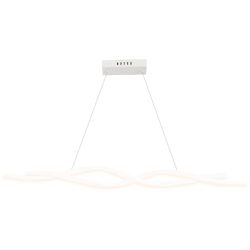 HOMCOM Lámpara Colgante Moderna con LED IP20 38W 3700lm y Cuerdas Ajustables Lámpara de Suspensión de Aluminio para Salón Comedor Dormitorio 90x9x9 cm Blanco