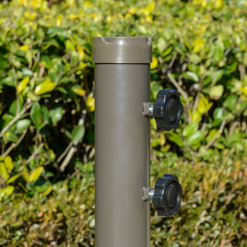 Outsunny 2.7m Banana Parasol Cantilever Umbrella with Crank Handle, Double Tier Canopy and Cross Base for Outdoor, Hanging Sun Shade, Green